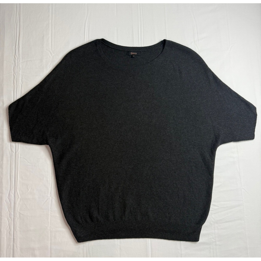Quince Lightweight Cotton Cashmere Link-Stitch Dolman Heather Charcoal Women's M